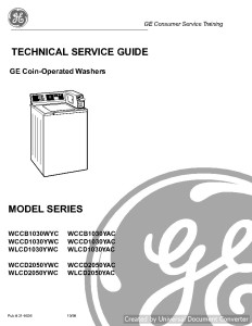 GE WCCD1030YWC Coin-Operated Technical Service Guide