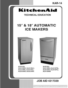KitchenAid KUIS155H 15 & 18 inch Automactic Ice Makers Service Manual