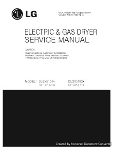 LG DLGX5171 Electric Gas Dryer Service Manual