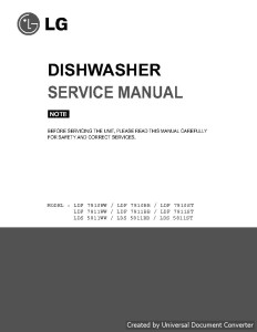 LG LDF 7810WW  Dishwasher Repair Service Manual