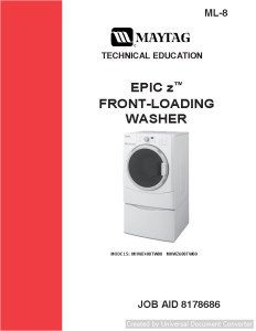 Maytag MHWZ600TW00 Epic z Front Loading Washer Technical Education Manual