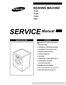 Samsung P1401 Washing Machine Service Manual