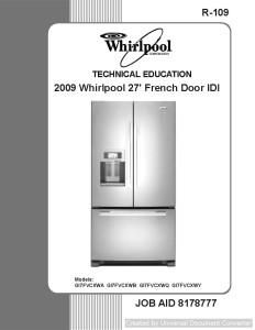 Whirlpool GI7FVCXWY 2009 27' French Door IDI Service Manual