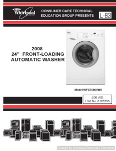 Whirlpool WFC7500VW0 24 inch Front-Loading Automatic Washer Service Manual