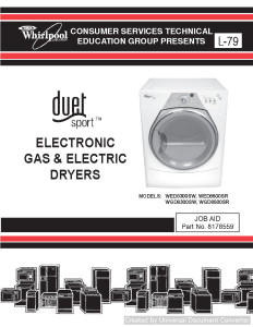 Whirlpool WGD8500SR L-79 Duet Sport Electronic Gas & Electric Dryers Service Manual