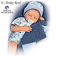 Breathing" Baby Boy Doll With Quilted Blanket And Pacifier