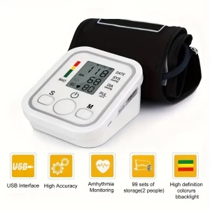 1pc Blood Pressure Monitor, Automatic Upper Arm BP Machine With Cuff - Digital BP Monitor - 99 Readings Memory Function, Large LCD, Without Battery