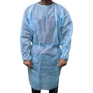 Disposable Isolation Gown Polyethylene 25g Gowns Neck & Waist Ties | Color: Blue | Size: 47 inch x 55 inch - 200 Pieces