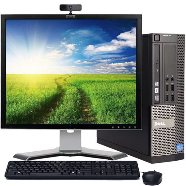 Dell Desktop Computer OptiPlex SFF Core i3 Processor 8 GB Memory 160 GB Hard Drive DVD Wi-fi Webcam with a 17" LCD Monitor - Refurbished PC Windows 10