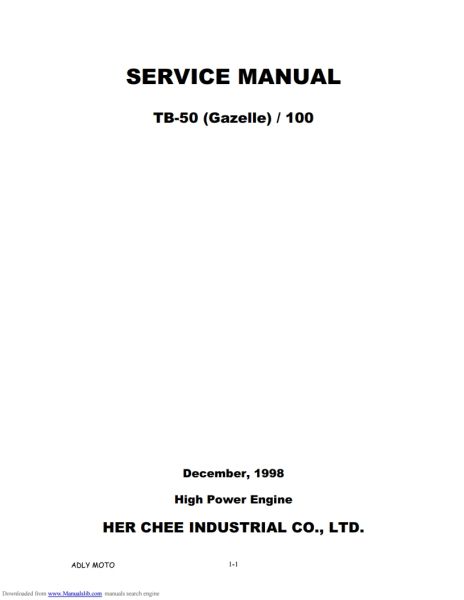 Adly TD50 Gazelle PDF Service Manual