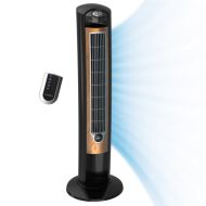 Lasko 42" Wind Curve® Tower Fan with Sleep Mode and Remote Control, T42050, Black/Woodgrain