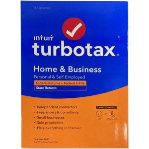 TurboTax Home and Business 2021 Tax Software, Federal and State Tax Return [PC/Mac Disc]-Physical Retail Box